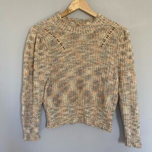 Lovers and Friends Pastel Multi-Colored Scalloped Knit Sweater Size Medium